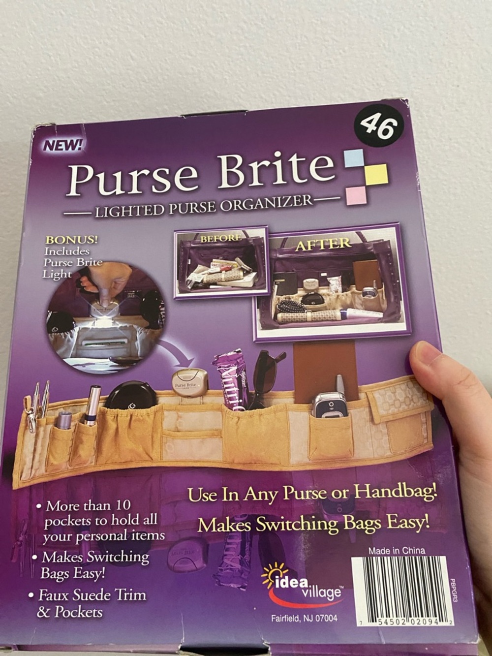 As Seen On TV Purse Brite Lighted Purse Organizer - Purple and Tan - Picture 5 of 8